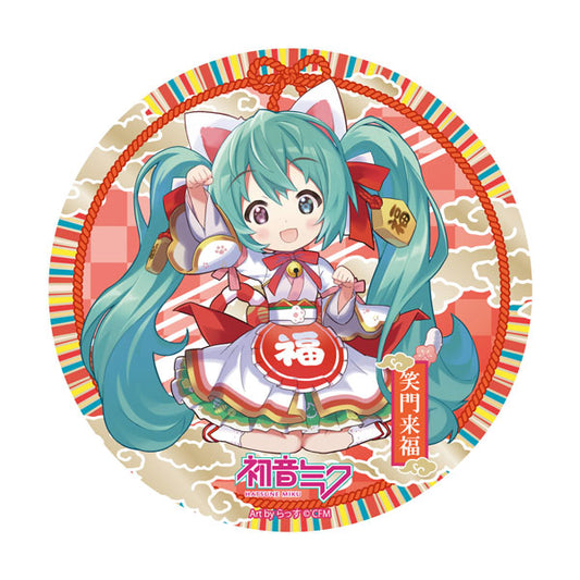 ｢初音ミク×招き猫｣ 招福大缶バッジスタンド Art by らっす 白猫